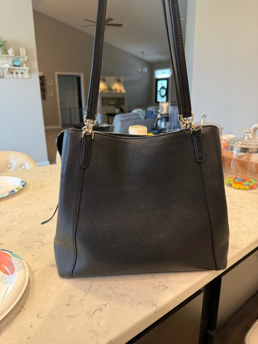 kate spade Black Pebbled Leather Shoulder Bag Leila 3 compartment bag - Picture 3 of 9